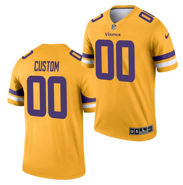 Men's Minnesota Vikings ACTIVE PLAYER Custom 2021 Gold Inverted Legend Stitched Jersey